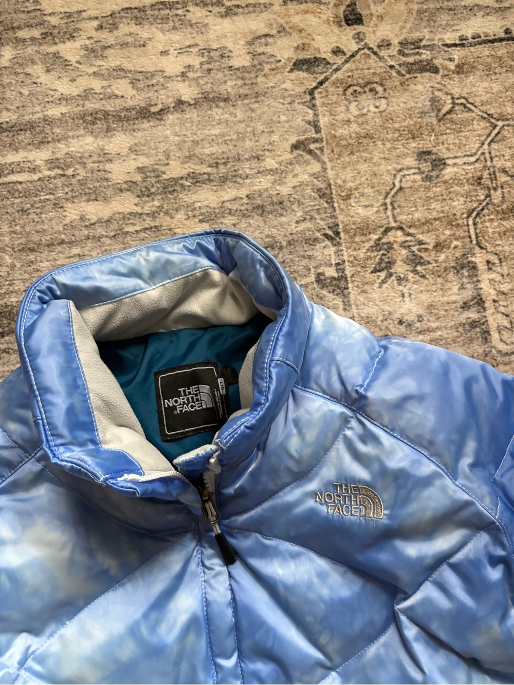 The north face 550 women’s puffer goose down coat jacket size L clouds sky blue - Picture 5 of 16
